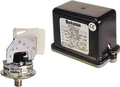 Barksdale - 0.5 to 5 psi Adjustable Range, 100 Max psi, Low Pressure Vacuum Switches - 1/8 NPT Male, Terminals, SPST Contact, Plastic Wetted Parts, 2% Repeatability - USA Tool & Supply