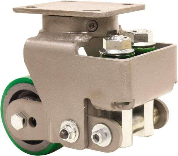 Hamilton - 4" Diam x 2" Wide, Polyurethane Mold on to Cast Iron Center Swivel Caster - 750 Lb Capacity, Top Plate Mount, 4" x 5" Plate, Sealed Precision Ball Bearing Bearing - USA Tool & Supply