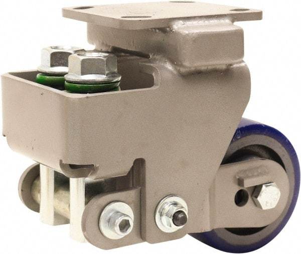 Hamilton - 4" Diam x 2" Wide, Polyurethane Mold on to Cast Iron Center Rigid Caster - 600 Lb Capacity, Top Plate Mount, 4" x 4-1/2" Plate, Sealed Precision Ball Bearing Bearing - USA Tool & Supply