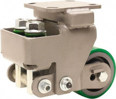Hamilton - 4" Diam x 2" Wide, Polyurethane Mold on to Cast Iron Center Rigid Caster - 450 Lb Capacity, Top Plate Mount, 4" x 4-1/2" Plate, Sealed Precision Ball Bearing Bearing - USA Tool & Supply