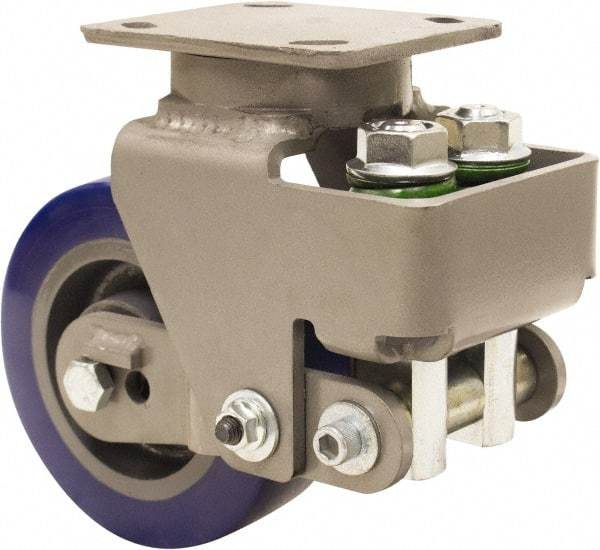 Hamilton - 6" Diam x 2" Wide, Polyurethane Mold on to Cast Iron Center Swivel Caster - 1,300 Lb Capacity, Top Plate Mount, 4" x 5" Plate, Sealed Precision Ball Bearing Bearing - USA Tool & Supply