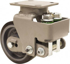 Hamilton - 6" Diam x 2" Wide, Polyurethane Mold on to Cast Iron Center Swivel Caster - 1,560 Lb Capacity, Top Plate Mount, 4" x 5" Plate, Sealed Precision Ball Bearing Bearing - USA Tool & Supply