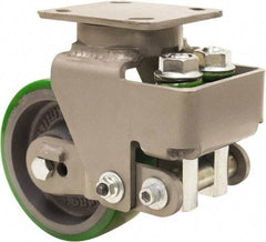 Hamilton - 6" Diam x 2" Wide, Polyurethane Mold on to Cast Iron Center Swivel Caster - 1,200 Lb Capacity, Top Plate Mount, 4" x 5" Plate, Sealed Precision Ball Bearing Bearing - USA Tool & Supply