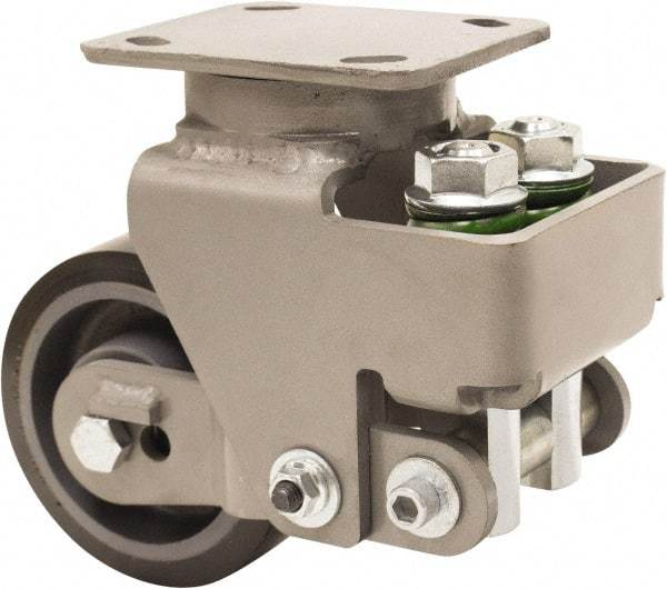 Hamilton - 5" Diam x 2" Wide, Polyurethane Mold on to Cast Iron Center Swivel Caster - 1,315 Lb Capacity, Top Plate Mount, 4" x 5" Plate, Sealed Precision Ball Bearing Bearing - USA Tool & Supply