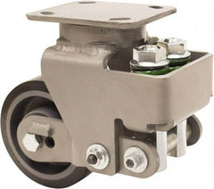 Hamilton - 5" Diam x 2" Wide, Polyurethane Mold on to Cast Iron Center Swivel Caster - 1,315 Lb Capacity, Top Plate Mount, 4" x 5" Plate, Sealed Precision Ball Bearing Bearing - USA Tool & Supply