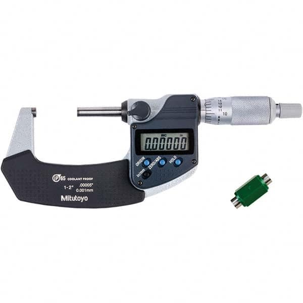 Mitutoyo - Electronic Outside Micrometers Type: Coolant-proof Minimum Measurement (Decimal Inch): 1.0000 - USA Tool & Supply