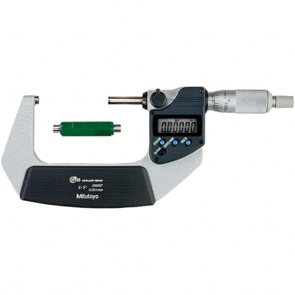 Mitutoyo - Electronic Outside Micrometers Type: Coolant-proof Minimum Measurement (Decimal Inch): 2.0000 - USA Tool & Supply
