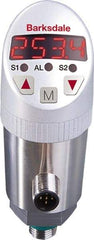 Barksdale - 3,000 Max psi, ±0.5% Accuracy, 7/16-20 UNF (SAE 4) Connection Electronic Pressure Switch and Transducer with Display - 0 to 10V Output Signal, M12 Wetted Parts, 7/16" Thread, -13 to 212°F, 32 Volts - USA Tool & Supply