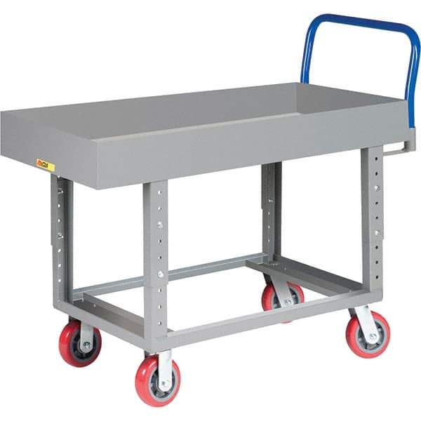 Little Giant - 2,000 Lb Capacity Steel Platform Truck - Steel Deck, 30" OAW, 61-1/2" Platform Length, Polyurethane Casters - USA Tool & Supply