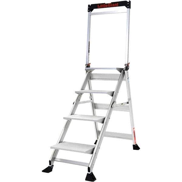 Little Giant Ladder - 4 Steps, 4' High, Type IAA Rating, Aluminum Step Stand - 375 Lb Capacity, 21-1/2" Base Width - USA Tool & Supply