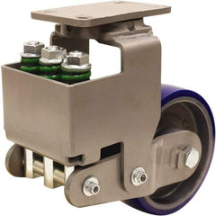 Hamilton - 8" Diam x 3" Wide, Polyurethane Mold on to Cast Iron Center Swivel Caster - 2,000 Lb Capacity, Top Plate Mount, 4-1/2" x 6-1/2" Plate, Sealed Precision Ball Bearing Bearing - USA Tool & Supply
