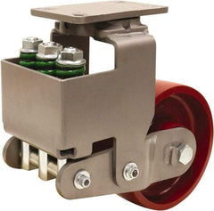 Hamilton - 8" Diam x 3" Wide, Cast Iron Swivel Caster - 2,600 Lb Capacity, Top Plate Mount, 4-1/2" x 6-1/2" Plate, Sealed Precision Ball Bearing Bearing - USA Tool & Supply