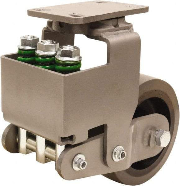 Hamilton - 8" Diam x 3" Wide, Polyurethane Mold on to Cast Iron Center Swivel Caster - 3,145 Lb Capacity, Top Plate Mount, 4-1/2" x 6-1/2" Plate, Sealed Precision Ball Bearing Bearing - USA Tool & Supply