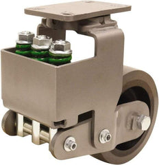 Hamilton - 8" Diam x 3" Wide, Polyurethane Mold on to Cast Iron Center Swivel Caster - 3,145 Lb Capacity, Top Plate Mount, 4-1/2" x 6-1/2" Plate, Sealed Precision Ball Bearing Bearing - USA Tool & Supply
