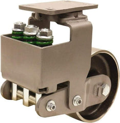 Hamilton - 8" Diam x 3" Wide, Drop Forged Steel Swivel Caster - 3,145 Lb Capacity, Top Plate Mount, 4-1/2" x 6-1/2" Plate, Sealed Precision Ball Bearing Bearing - USA Tool & Supply