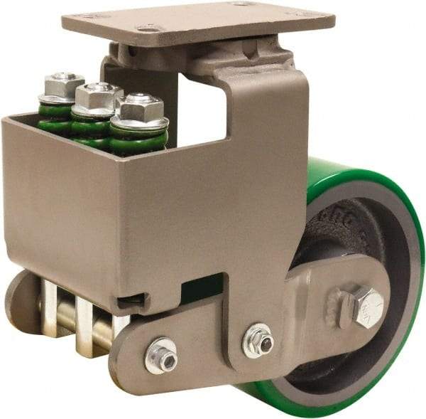 Hamilton - 6" Diam x 3" Wide, Polyurethane Mold on to Cast Iron Center Swivel Caster - 3,145 Lb Capacity, Top Plate Mount, 4-1/2" x 6-1/2" Plate, Sealed Precision Ball Bearing Bearing - USA Tool & Supply