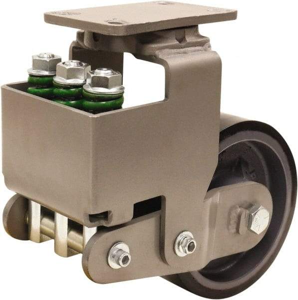 Hamilton - 6" Diam x 3" Wide, Polyurethane Mold on to Cast Iron Center Swivel Caster - 3,145 Lb Capacity, Top Plate Mount, 4-1/2" x 6-1/2" Plate, Sealed Precision Ball Bearing Bearing - USA Tool & Supply