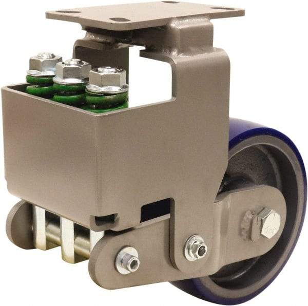 Hamilton - 8" Diam x 3" Wide, Polyurethane Mold on to Cast Iron Center Rigid Caster - 2,000 Lb Capacity, Top Plate Mount, 4-1/2" x 6-1/2" Plate, Sealed Precision Ball Bearing Bearing - USA Tool & Supply