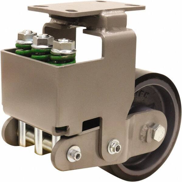 Hamilton - 8" Diam x 3" Wide, Polyurethane Mold on to Cast Iron Center Rigid Caster - 3,145 Lb Capacity, Top Plate Mount, 4-1/2" x 6-1/2" Plate, Sealed Precision Ball Bearing Bearing - USA Tool & Supply