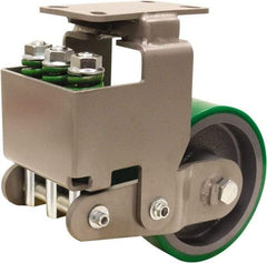 Hamilton - 8" Diam x 3" Wide, Polyurethane Mold on to Cast Iron Center Rigid Caster - 3,145 Lb Capacity, Top Plate Mount, 4-1/2" x 6-1/2" Plate, Sealed Precision Ball Bearing Bearing - USA Tool & Supply