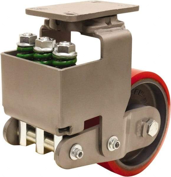 Hamilton - 8" Diam x 3" Wide, Polyurethane Mold on to Cast Iron Center Swivel Caster - 2,500 Lb Capacity, Top Plate Mount, 4-1/2" x 6-1/2" Plate, Sealed Precision Ball Bearing Bearing - USA Tool & Supply