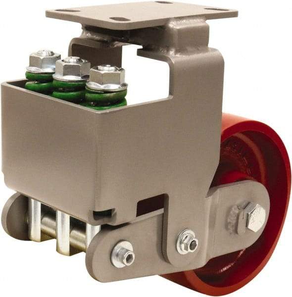 Hamilton - 8" Diam x 3" Wide, Cast Iron Rigid Caster - 2,600 Lb Capacity, Top Plate Mount, 4-1/2" x 6-1/2" Plate, Sealed Precision Ball Bearing Bearing - USA Tool & Supply