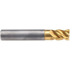 Emuge - 16mm Diam, 22mm LOC, 4 Flute Solid Carbide Roughing & Finishing End Mill - TiN/TiAlN Finish, 82mm OAL, 16mm Shank Diam, Cylindrical Shank, 45° Helix, Stub Length - USA Tool & Supply