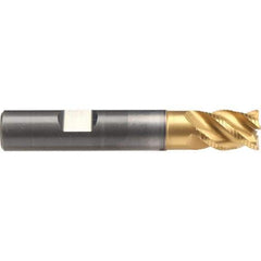 Emuge - 8mm Diam, 12mm LOC, 4 Flute Solid Carbide Roughing & Finishing End Mill - TiN/TiAlN Finish, 58mm OAL, 8mm Shank Diam, Weldon Shank, 45° Helix, Stub Length - USA Tool & Supply