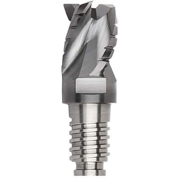 Kennametal - 3/8" Diam, 9/32" LOC, 3 Flute, 0.015" Corner Radius End Mill Head - Solid Carbide, AlTiN Finish, Duo-Lock 10 Connection, Spiral Flute, 35° Helix, Centercutting - USA Tool & Supply