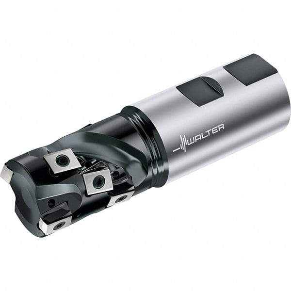 Walter - 25mm Cut Diam, 32mm Max Depth of Cut, 25mm Shank Diam, 100mm OAL, Indexable Square Shoulder End Mill - Weldon Shank, 0° Lead Angle, Through Coolant, Series F5038-W - USA Tool & Supply