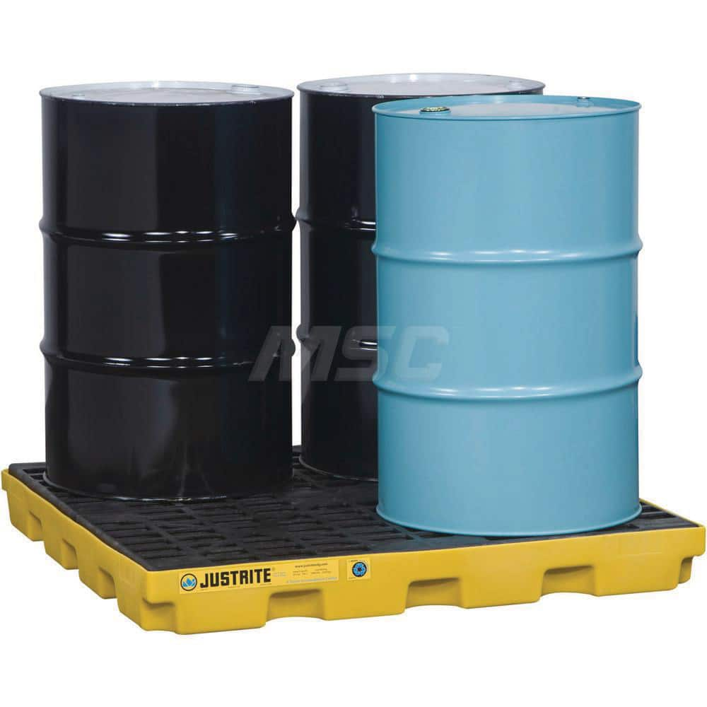 Justrite - Spill Pallets, Platforms, Sumps & Basins; Type: EcoPolyBlend? Accumulation Centers ; Number of Drums: 4 ; Sump Capacity (Gal.): 49.00 ; Load Capacity (Lb.): 5000.000 ; Material: Polyethylene ; Height (Inch): 5.5 - Exact Industrial Supply