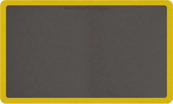 Smart Step - 5' Long x 3' Wide, Dry Environment, Anti-Fatigue Matting - Gray with Yellow Borders, Urethane with Urethane Sponge Base, Beveled on All 4 Sides - USA Tool & Supply
