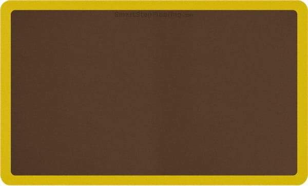 Smart Step - 5' Long x 3' Wide, Dry Environment, Anti-Fatigue Matting - Brown with Yellow Borders, Urethane with Urethane Sponge Base, Beveled on All 4 Sides - USA Tool & Supply