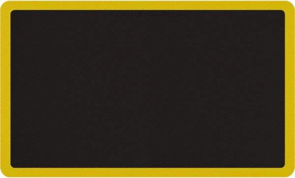 Smart Step - 5' Long x 3' Wide, Dry Environment, Anti-Fatigue Matting - Black with Yellow Borders, Urethane with Urethane Sponge Base, Beveled on All 4 Sides - USA Tool & Supply