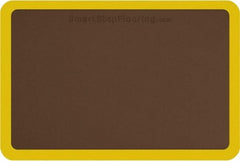 Smart Step - 3' Long x 2' Wide, Dry Environment, Anti-Fatigue Matting - Brown with Yellow Borders, Urethane with Urethane Sponge Base, Beveled on All 4 Sides - USA Tool & Supply
