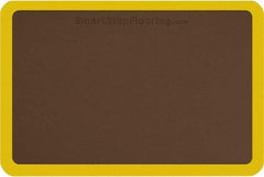 Smart Step - 3' Long x 2' Wide, Dry Environment, Anti-Fatigue Matting - Brown with Yellow Borders, Urethane with Urethane Sponge Base, Beveled on All 4 Sides - USA Tool & Supply