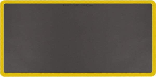 Smart Step - 6' Long x 3' Wide, Dry Environment, Anti-Fatigue Matting - Gray with Yellow Borders, Urethane with Urethane Sponge Base, Beveled on All 4 Sides - USA Tool & Supply