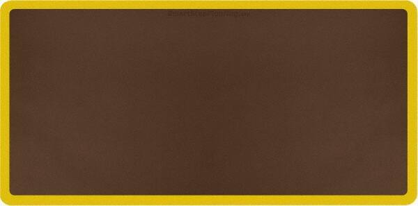 Smart Step - 6' Long x 3' Wide, Dry Environment, Anti-Fatigue Matting - Brown with Yellow Borders, Urethane with Urethane Sponge Base, Beveled on All 4 Sides - USA Tool & Supply