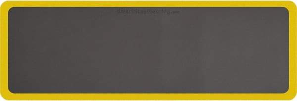Smart Step - 6' Long x 2' Wide, Dry Environment, Anti-Fatigue Matting - Gray with Yellow Borders, Urethane with Urethane Sponge Base, Beveled on All 4 Sides - USA Tool & Supply