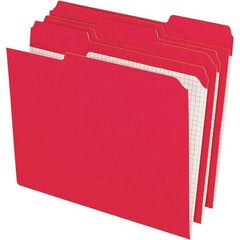 Pendaflex - 11-5/8 x 9-1/2", Letter Size, Red, File Folders with Top Tab - 11 Point Stock, Assorted Tab Cut Location - USA Tool & Supply
