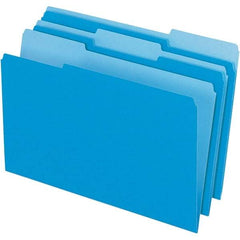 Pendaflex - 14-5/8 x 9-1/2", Legal, Blue/Light Blue, File Folders with Top Tab - 11 Point Stock, Assorted Tab Cut Location - USA Tool & Supply