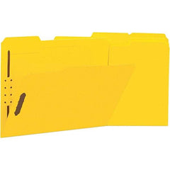 UNIVERSAL - 12-1/4 x 9-1/2", Letter Size, Yellow, File Folders with Top Tab - 11 Point Stock, Assorted Tab Cut Location - USA Tool & Supply