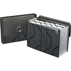 Pendaflex - 11-3/4 x 9-1/2", Letter Size, Black, Expandable File Folders with Elastic Cord Closure - 1/6 Tab Cut Location - USA Tool & Supply