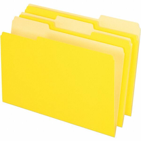 Pendaflex - 14-5/8 x 9-3/16", Legal, Yellow, File Folders with Top Tab - 11 Point Stock, Assorted Tab Cut Location - USA Tool & Supply