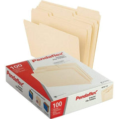 Pendaflex - 11-5/8 x 9-1/2", Letter Size, Manila, File Folders with Top Tab - 11 Point Stock, Assorted Tab Cut Location - USA Tool & Supply