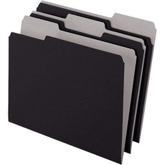 Pendaflex - 11-5/8 x 9-3/16", Letter Size, Black, File Folders with Top Tab - 11 Point Stock, Assorted Tab Cut Location - USA Tool & Supply
