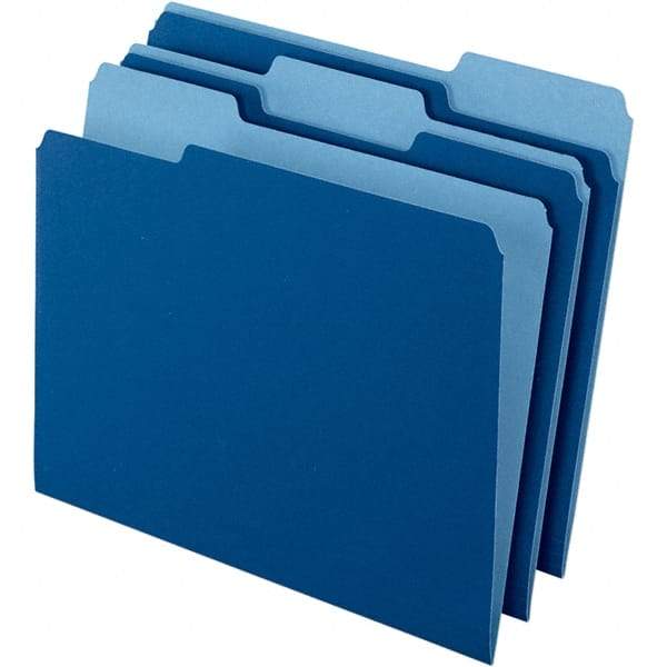 Pendaflex - 11-5/8 x 9-3/16", Letter Size, Navy Blue, File Folders with Top Tab - 11 Point Stock, Assorted Tab Cut Location - USA Tool & Supply