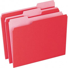 Pendaflex - 11-5/8 x 9-1/2", Letter Size, Red/Light Red, File Folders with Top Tab - 11 Point Stock, Assorted Tab Cut Location - USA Tool & Supply