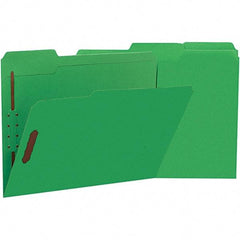 UNIVERSAL - 8-1/2 x 11", Letter Size, Green, File Folders with Top Tab - 11 Point Stock, Assorted Tab Cut Location - USA Tool & Supply