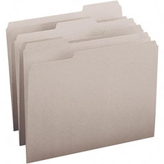 SMEAD - 11-5/8 x 9-1/2", Letter Size, Gray, File Folders with Top Tab - 11 Point Stock, Assorted Tab Cut Location - USA Tool & Supply